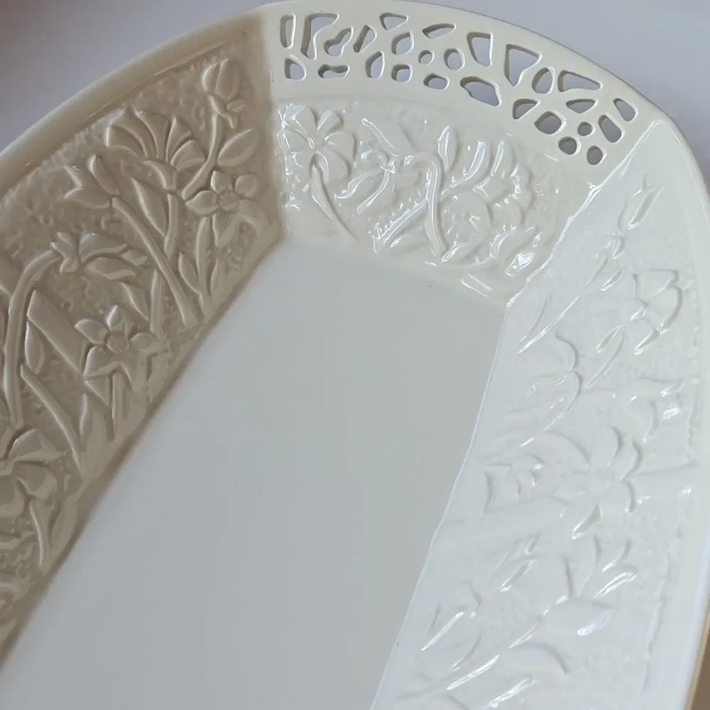 Lenox Jasmine Rectangle Serving Tray Floral Lattice 120th Anniversary Collection